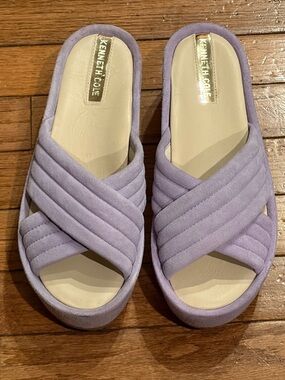 Kenneth Cole Quilted Lavender Crossband Slide Mules size 8.5